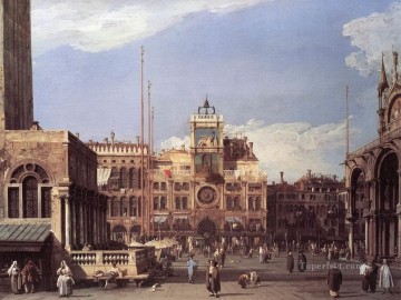 Landscapes Painting - Piazza San Marco The Clocktower Canaletto Venice